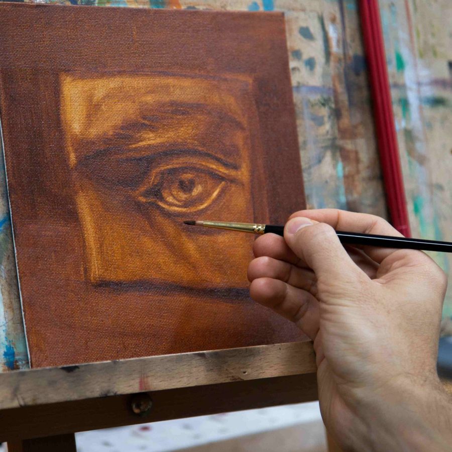 Portrait underpainting study at london sunny art centre
