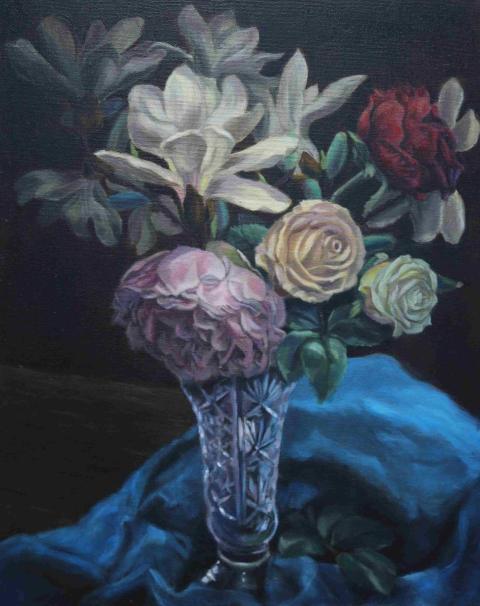 Oil Painting of Magnolia Flowers